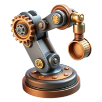 joyful glorious Steampunk robotic arm with intricate gears and pistons. NO BACKGROUND with Transparent Background. sharp png
