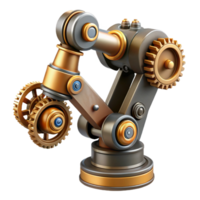 exquisite contemporary Steampunk robotic arm with intricate gears and pistons. NO BACKGROUND with Transparent Background. detailed png