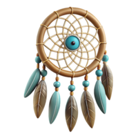 serene artistic A Native American Dreamcatcher, webbed circle with feathers, NO BACKGROUND with Transparent Background. top-tier png
