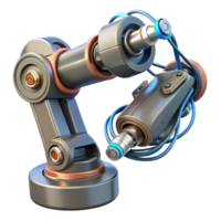 reflective enchanting Cyberpunk robotic arm with intricate wiring. NO BACKGROUND with Transparent Background. impeccable png