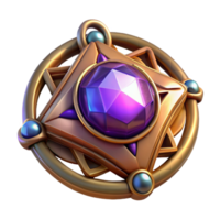 notable renaissance Magical amulet, glowing gemstone, intricate setting, NO BACKGROUND with Transparent Background. flawless png