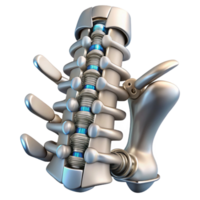 passionate vibrant Cybernetic spine implant, metallic vertebrae, intricate wiring. NO BACKGROUND with Transparent Background. sharp png