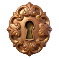 glorious sought-after Antique keyhole escutcheon, ornate design, NO BACKGROUND with Transparent Background. png