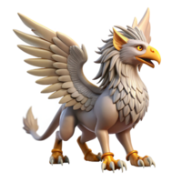 captivating tranquil contemporary Majestic griffin, intricately feathered, sharp talons, NO BACKGROUND with Transparent Background. artisan png