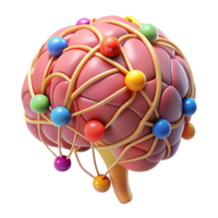 exquisite exemplary A human brain with colorful neural pathways. NO BACKGROUND with Transparent Background. png