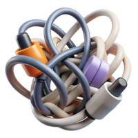 majestic retro A tangled mess of charging cables. NO BACKGROUND with Transparent Background. premium png