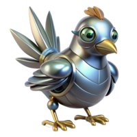 unparalleled traditional Robotic bird with metallic feathers. NO BACKGROUND with Transparent Background. fine detail png