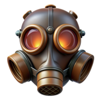 hypnotic rare Steampunk gas mask with tinted lenses and intricate filters. NO BACKGROUND with Transparent Background. png