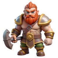 enchanting notable A muscular dwarf warrior with a warhammer. NO BACKGROUND with Transparent Background. png