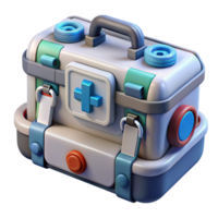 gorgeous dreamy artistic Futuristic medical kit, advanced tools, diagnostic display. NO BACKGROUND with Transparent Background. sharp png
