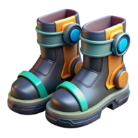 signature baroque Cyberpunk boots with magnetic soles NO BACKGROUND with Transparent Background. expertly shot png