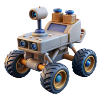 exemplary surreal Space exploration rover, six wheels, sensor array, NO BACKGROUND with handcrafted png