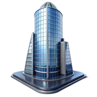 glorious dreamy industrial Modern skyscraper, glass and steel, NO BACKGROUND with Transparent Background. sharp png