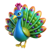 extraordinary intense creative A colorful peacock with feathers displayed. NO BACKGROUND with Transparent Background. detailed png