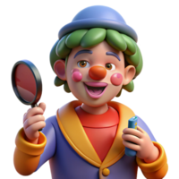 unforgettable bohemian Clown, applying makeup, NO BACKGROUND with Transparent Background. sharp png