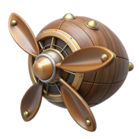 mesmerizing unparalleled Steampunk airship propeller made of polished wood and copper. NO BACKGROUND with Transparent Background. png