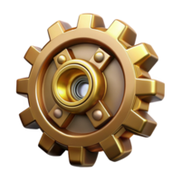 tranquilo sereno steampunk roda dentada com intrincado dentes e uma latão terminar. não fundo com transparente fundo. habilmente tiro png