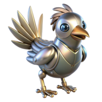 splendid celebrated Robotic bird with metallic feathers. NO BACKGROUND with Transparent Background. png