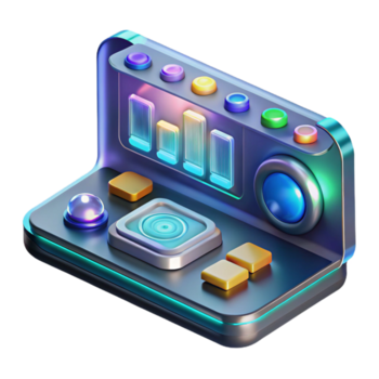 utöver det vanliga konstnärlig holografiska gränssnitt panel, komplex data visa, interaktiv knappar. Nej bakgrund med transparent bakgrund. mästerligt fångad png