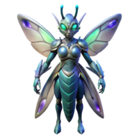 impressive exceptional Alien insect queen, chitinous armor, bioluminescent, NO BACKGROUND with Transparent Background. png