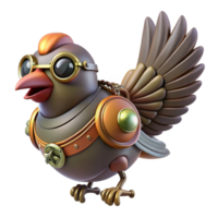 playful exquisite Steampunk bird automaton with flapping wings and chirping sounds. NO BACKGROUND with Transparent Background. top-tier png