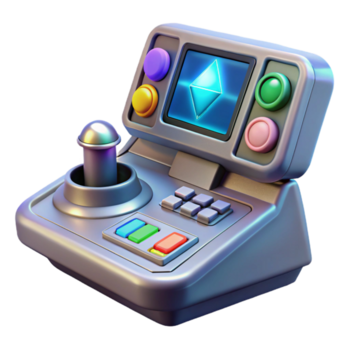 dynamisk utsökt rymdskepp trösta, holografiska visa, kontrollera panel, knappar. Nej bakgrund med transparent bakgrund. lyx png