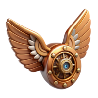 exquisite dramatic surreal Steampunk wings made of clockwork gears and leather. NO BACKGROUND with Transparent Background. flawless png