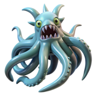 captivating playful organic A Kraken, giant, tentacled sea monster, NO BACKGROUND with Transparent Background. sharp png