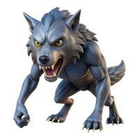 splendid retro A snarling werewolf, mid-transformation, NO BACKGROUND with Transparent Background. authentic png