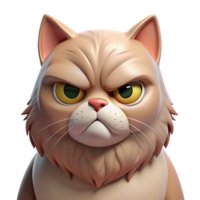 enchanting acclaimed A grumpy Persian cat, close-up, NO BACKGROUND with Transparent Background. png