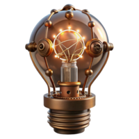 iconic mid-century Steampunk light bulb with exposed filaments and intricate wiring. NO BACKGROUND with Transparent Background. expertly shot png