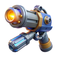 ethereal captivating Robot arm cannon with glowing energy barrel NO BACKGROUND with Transparent Background. elite png