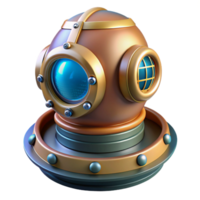 extraordinary art deco Futuristic diving suit helmet with integrated lights NO BACKGROUND with Transparent Background. sharp png