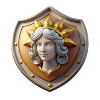 stunning avant-garde Aegis, shield of Zeus or Athena, adorned with the head of Medusa, NO BACKGROUND with Transparent Background. fine detail png