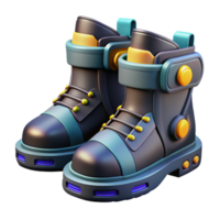 sumptuous romantic coastal Futuristic combat boots with magnetic soles NO BACKGROUND with Transparent Background. studio quality png