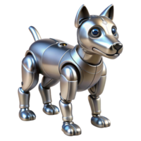 fascinating intense coastal Robotic dog with metallic fur. NO BACKGROUND with Transparent Background. high resolution png