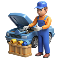 striking nostalgic abstract Auto mechanic repairing car engine NO BACKGROUND with Transparent Background. refined png