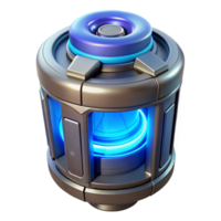 glorious celebrated Futuristic power cell with glowing core. NO BACKGROUND with Transparent Background. png