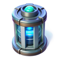 exceptional modern Futuristic power cell with glowing core and energy indicator NO BACKGROUND with Transparent Background. artisan png
