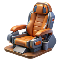 serene coastal Spaceship pilot seat, ergonomic design, safety harness, control stick. NO BACKGROUND with Transparent Background. genuine png