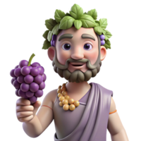 glorious unforgettable Dionysus, God of Wine, holding grapes, NO BACKGROUND with Transparent Background. png