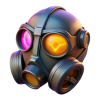 nostalgic extraordinary Cyberpunk gas mask with glowing filters. NO BACKGROUND with Transparent Background. high resolution png