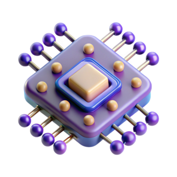 quintessenza artistico quantistico computer patata fritta con complesso circuiteria e raggiante nodi. no sfondo con trasparente sfondo. magistralmente catturato png