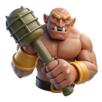 gorgeous distinguished A muscular ogre fist, clutching a rough-hewn club. NO BACKGROUND with Transparent Background. png