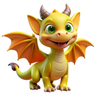 elegant acclaimed Smiling cartoon dragon, playful expression, small wings, NO BACKGROUND with Transparent Background. png