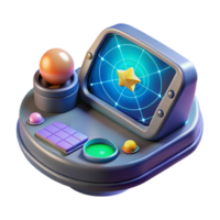 radiant geometric Spaceship navigation console with holographic star chart. NO BACKGROUND with Transparent Background. original png