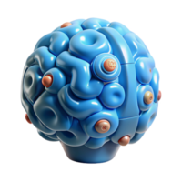 radiant melancholic impressionist Artificial intelligence brain, AI concept NO BACKGROUND with Transparent Background. crisp png