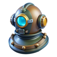 nostalgic elegant Futuristic diving suit helmet with integrated lights NO BACKGROUND with Transparent Background. precision png