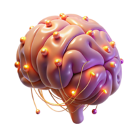 ethereal impressive A stylized brain, depicted with glowing neural pathways. NO BACKGROUND with Transparent Background. precision png
