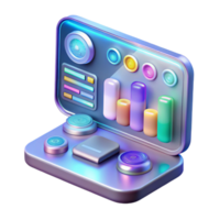 splendid melancholic retro Holographic interface panel, complex data display, interactive buttons. NO BACKGROUND with Transparent Background. luxury png